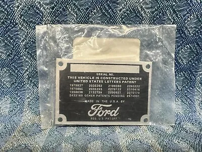 1949-1950 Ford Car New Serial Number ID Data Patent Plate W/Rivets #8A-14001 • $19.99