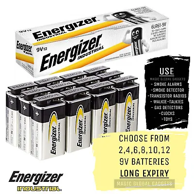 Energizer 9v Industrial Batteries Block Battery Alkaline Smoke Alarm PP3 • £3.99