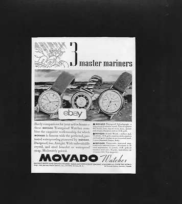 Movado Watch Co 3 Master Mariner Watches 1940 Ad • $4.99