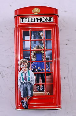 HARRODS Telephone Kiosk Money Box Bank Metal Tin NIGHTBRIDGE England Empty • $12.99