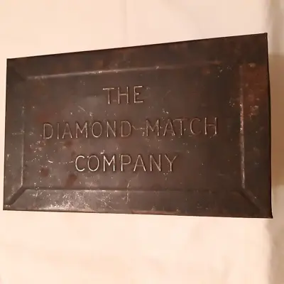 Antique Vintage Diamond Match Company Rustic Metal Tin Box Container • $19