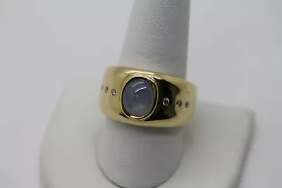 18 Karat Yellow Gold Men's Moonstone Ring W/ Diamonds Size 10.5  GPG  Excellent! • $3850