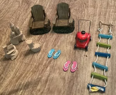 Miniature FAIRY GARDEN Summer Fun Doll House Beach Sand Castle Flip Flops Spring • $15