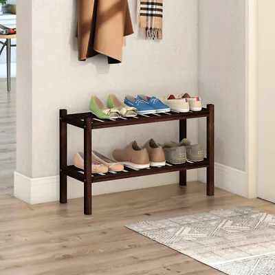 $70 • Buy Holger-acacia Solid Wood Shoe Rack  2-tier Stackable-new In Box