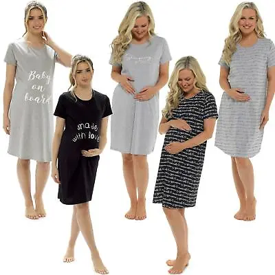 Ladies/Womens Maternity Pregnancy Nightdress Nightie Black Grey Pink Size 8-22 • $16.12