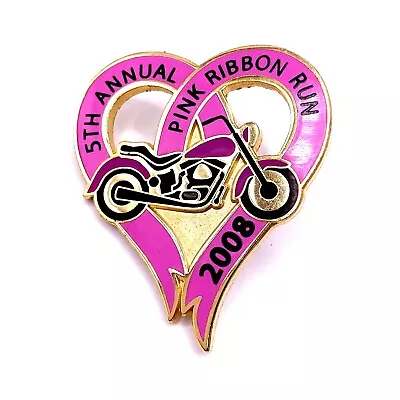 2008 Pink Ribbon Run Lapel Pin Breast Cancer Awareness Heart -Jacket Vest Cap • $5.99