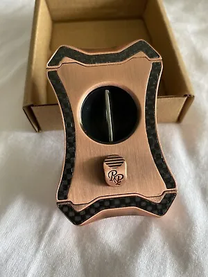 $59 • Buy Rocky Patel Viper V-Cut Cigar Cutter - Copper And Black Carbon Fiber - New