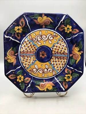 Vintage Mexican Pottery Plate Floral Design Wall Hanging Art Decorative. • $12
