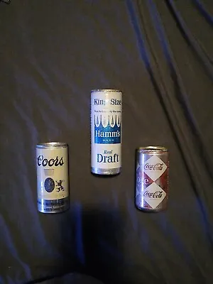 Authentic Lot Of 3 Vintage Collectible 60's 70's Aluminum Pull Tab Cans.   • $25