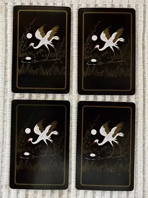 4 Vintage Playing Cards ~ Japanese Crane ~ Moon/Water Scenery • $1.50