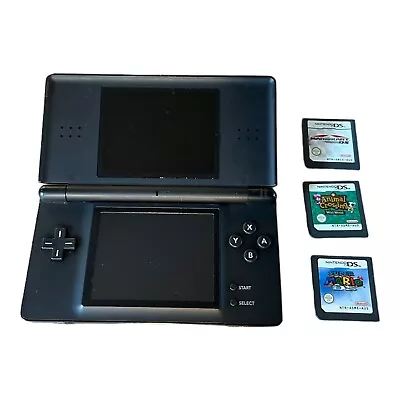 Nintendo DS Lite Black Console (USG-001) & 3 Games - Tested & Complete • $119.95