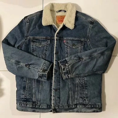 Levi's 16365 Men's Denim Sherpa Jacket Mid Blue XL • $150