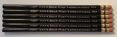 Vintage A.W. Faber Black Flyer 4500 Bonded Lead USA 6 Pencils Unsharpened No.4 • $18