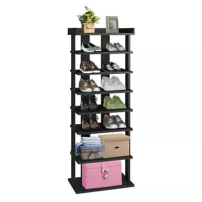 7-Tier Vertical Shoe Shelf Tall Shoe Rack Shoe Storage Stand For Narrow Closet • £24.99