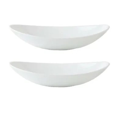 £6.95 • Buy Set Of 2 Bormioli Rocco Prometeo 23 X 20cm White Oval Pasta Food Serving Plate