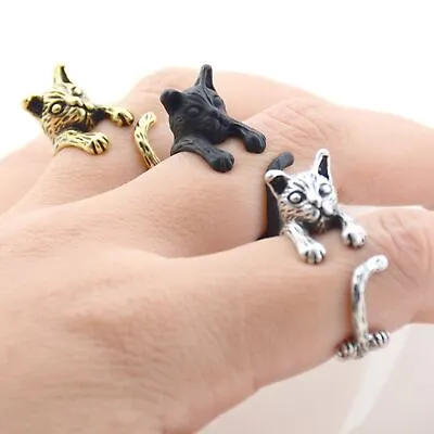 Fashion Women Cute Dog Cat Rings Wedding Party Jewelry Gift Adjustable Rings • $1.90
