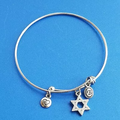 Vintage Silver Tone Bracelet With Charms. Star Of David  • $16