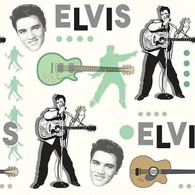 BTHY Elvis Presley Photo Collage Authentic Brands Cotton Fabric Yard 76655  • $5.95
