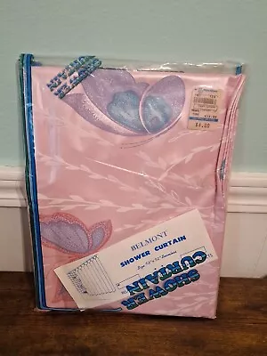 Vintage 1960s 1970s BELMONT Shower Curtain Pink Butterflies 72 X72  • $29.99