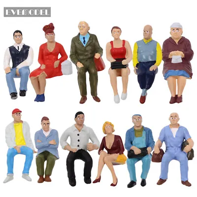 P2509 Model Trains 12pcs G Scale Figures 1:25 Seated People 12 Different Poses • £10.79