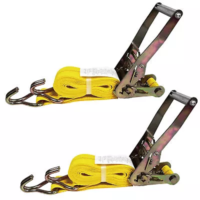 2 X 15' Ratchet Tie Down Straps With J Hooks Heavy Duty 5000LBS (2/4/6 Pack) • $82