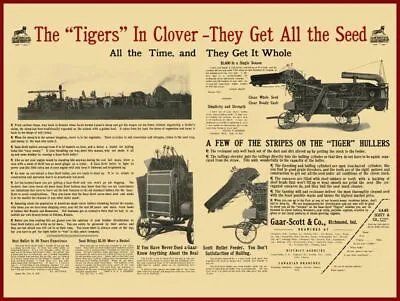 1910 Gaar Scott & Co NEW Metal Sign: The Tigers In Clover Get All The Seed • $19.88