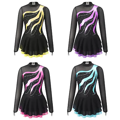 £8.39 • Buy Girls Glitter Ice Skating Dress Roller Skating Skirted Leotard Dancewear Costume