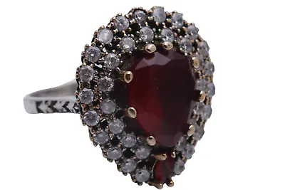 Turkish Jewelry  Drop Dark 925 Sterling Ruby Ring Size Options • $77