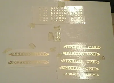 Lionel Pre-war Standard Scale  428-429-430 Gold Metallic Water Decal Serif Look! • $12.50