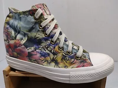 $59.89 • Buy 9 Converse Chuck Taylor Lux Hi Floral Water Color Hawaiian Hidden Wedge 547195C