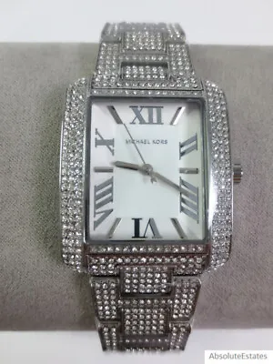 NEW Michael Kors Emery Silver Pave Crystal Bracelet Watch MK4648 + Box NWT • $288.98