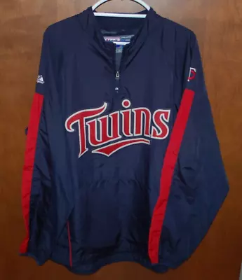 ⚾Majestic MLB Minnesota Twins 1/4 Zip Pullover Cool Base Men's Jacket 2XL • $42.95