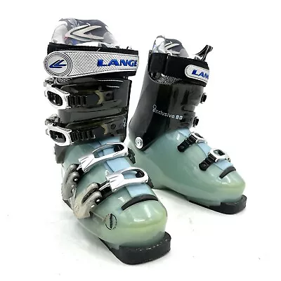 Lange Exclusive 90 Black Green Downhill Alpine Ski Boots Women's Size 23.5 • $84.98