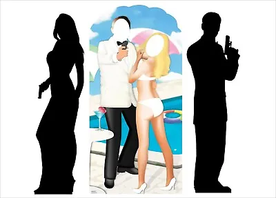 Secret Agent Bond Theme Cardboard Cutout Party Pack Of 2 Stand In And Silhouette • £76.99