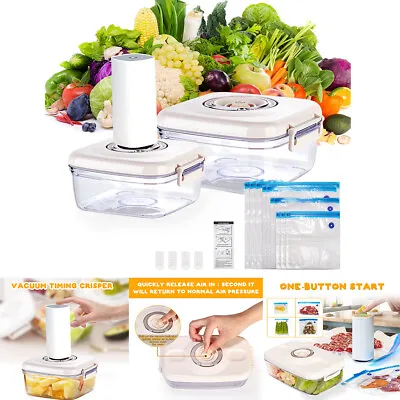 $19.99 • Buy Vacuum Seal Food Storage Container With 2 Reusable Containers And Seal Bags