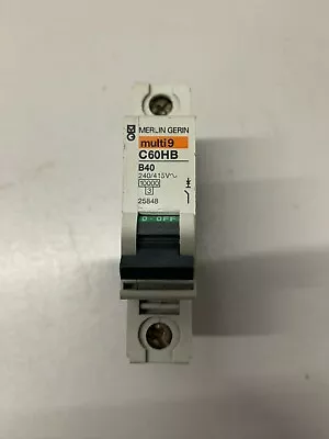 Merlin Gerin Multi 9 C60HB 40 Amp B40 Single Pole C60HB140 MCB • £5.75