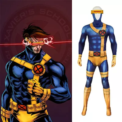 Cosplay X-Men 97 Cyclops Jumpsuit Superhero Scott Summers Adult Mens Bodysuits • £22.80