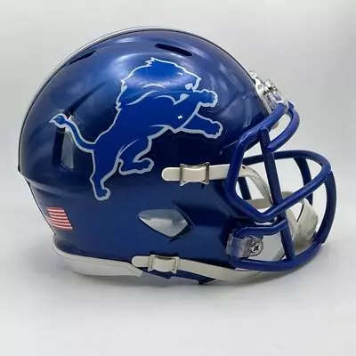 Detroit Lions CUSTOM Metallic Blue - Blue Facemask Mini Football Helmet • $65