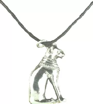 Egyptian Cat Pendant Pewter Egypt Goddess Bastet Bast Gift Cord Necklace Charm • £4.95