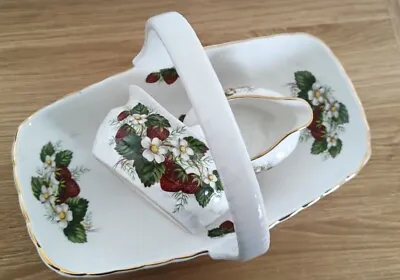 Hammersley Strawberry Basket Cream Jug Sugar Bowl Bone China Set Made In England • £39.05