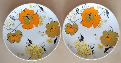 Vtg 60s Mikasa Calypso 5869 Plates Floral MCM Orange Brown Yellow Green Japan • $22.29