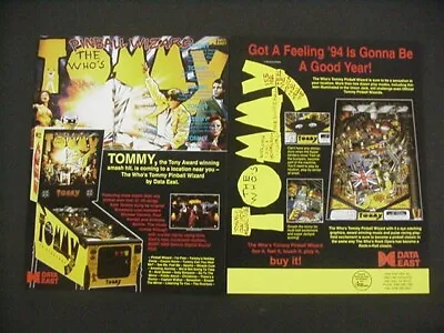 Tommy Pinball Machine Data East Flyer • $8.04