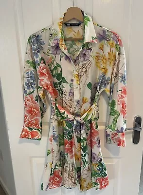 Zara Long Sleeve Silky Tropical Print Dress - UK Size S • $14.80