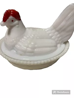 VTG Westmorland Milk Glass Chicken On Nest. 1950.  • $10.99