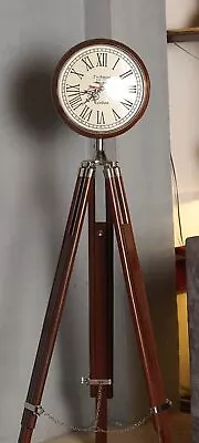 Handmade Brown Polish Wood Grandfather Style Floor Clock Vintage 2 Folding Antiq • $108.90