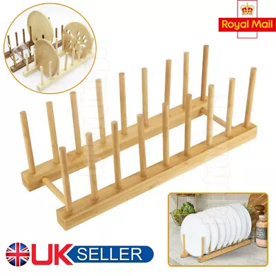 £5.75 • Buy Kitchen Wooden Plate Rack Wood Dish Drainer Vertical Drying Wooden Holder#