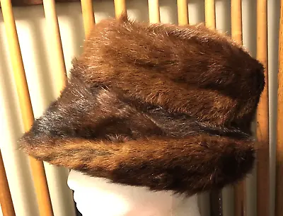 Vintage Full Fur Mink Trapper Winter Hat Quilted Large Warm Lining Dark Brown • $79.24