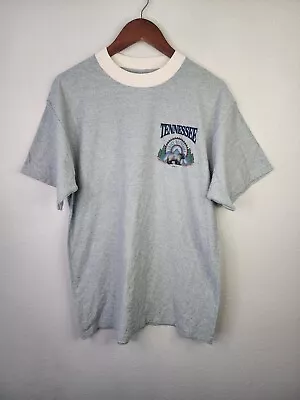 1995 Vintage H.L. Miller Large L Tennessee Smoky Mountains Green Striped Tee VTG • $20