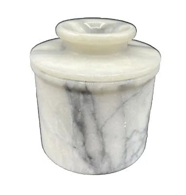 Marble Butter Bell French Dish Cover Pot Storage Crock Keeper Gray Gourmet • $19.80