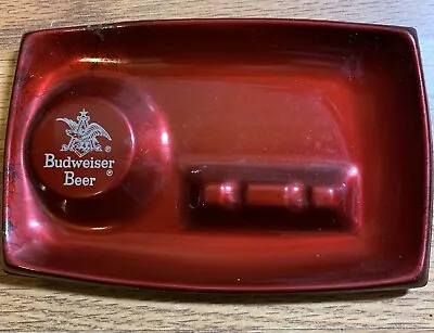 Vintage Budweiser Beer Ashtray Red  Bar Advertising ANHEUSER BUSCH • $20